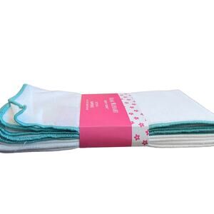 Isaac Mizrahi Spring Cotton Cloth Napkins 20x20 Embroidered Turquoise White NEW